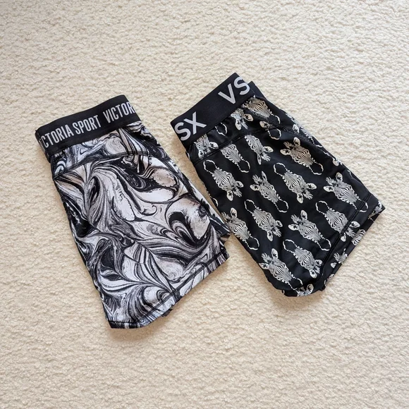 Victoria's Secret Black and Gray Athletic Shorts Spandex - Picture 2 of 3